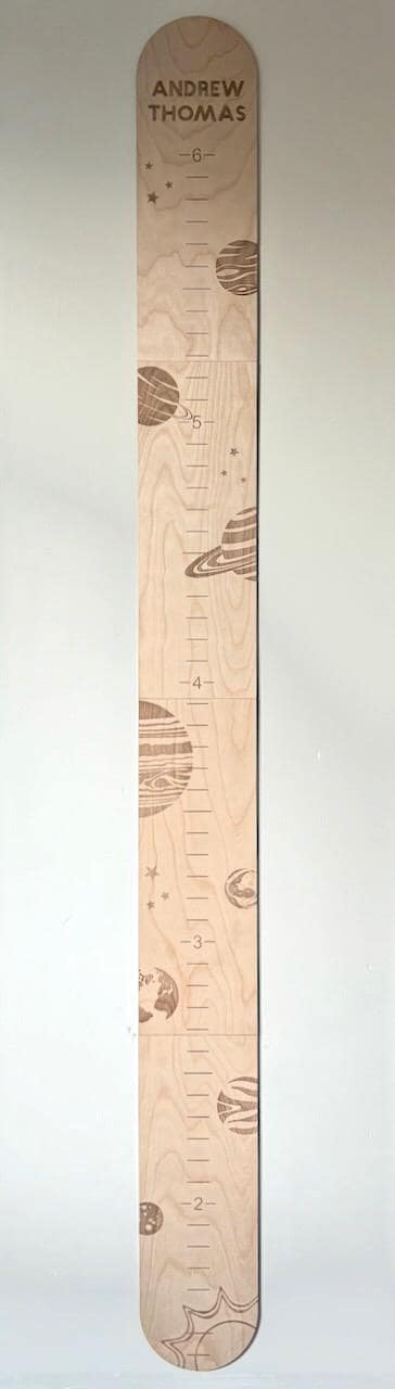 Personalized Wooden Growth Chart w/ Height Markers,Wood Height Chart for Kids,Personalized Baby Gift,Solar System Wall Decor,Space Theme