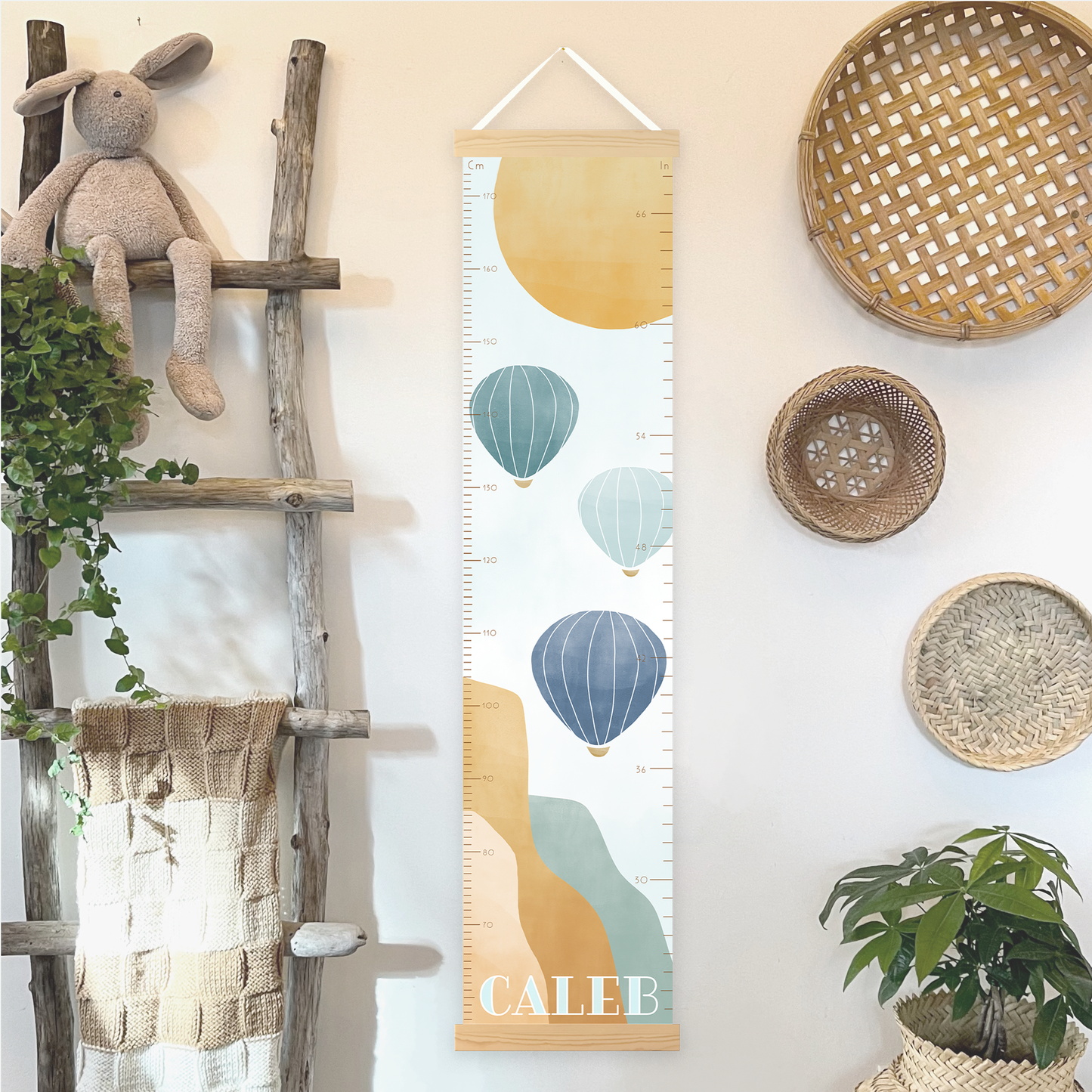 Personalized Growth Chart | Hot Air Balloons in Blue