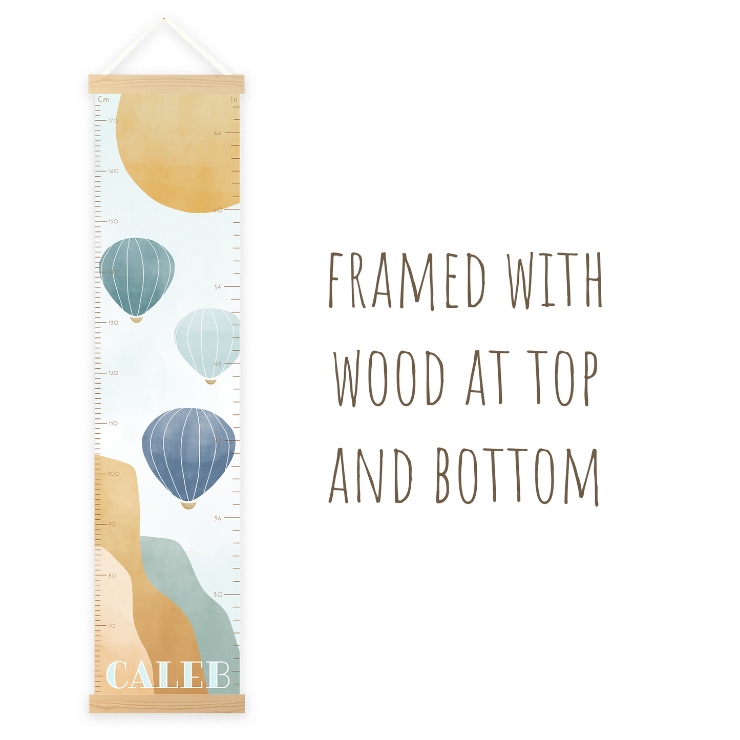 Personalized Growth Chart | Hot Air Balloons in Blue