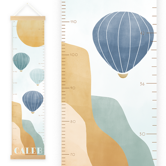 Personalized Growth Chart | Hot Air Balloons in Blue
