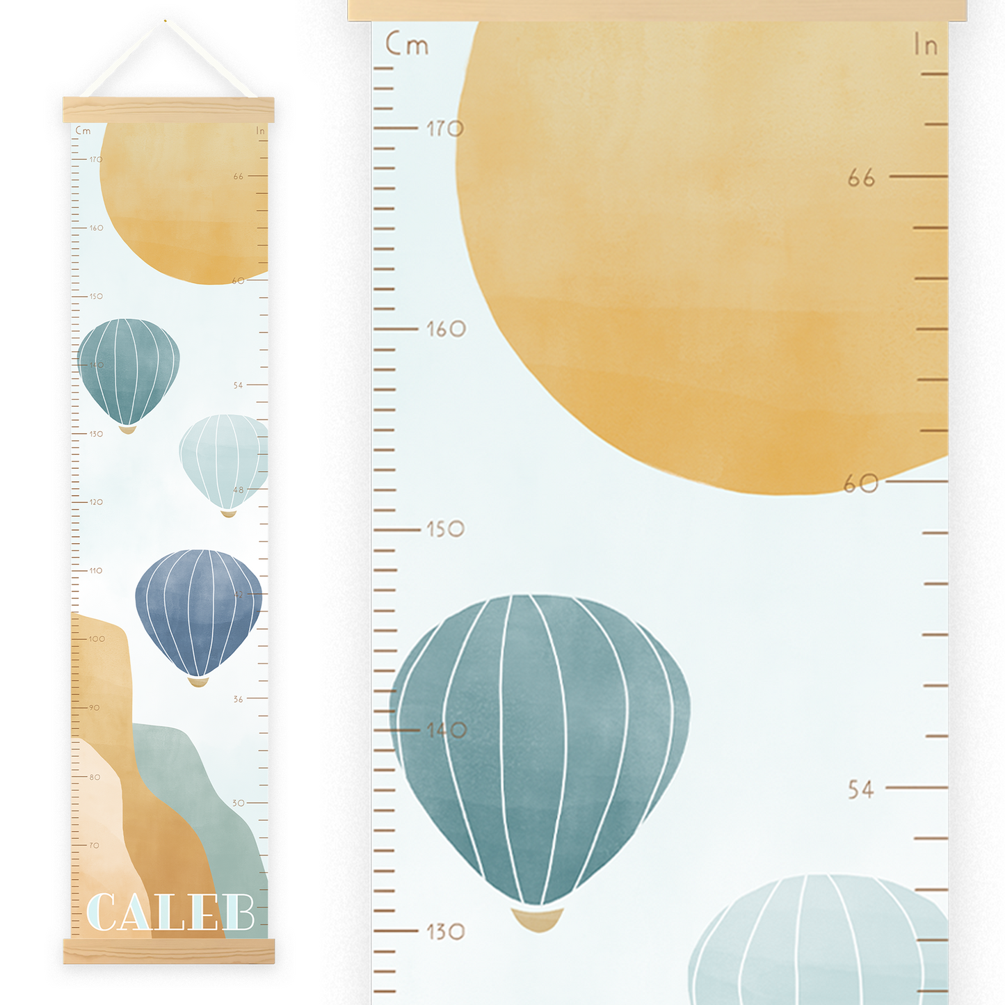 Personalized Growth Chart | Hot Air Balloons in Blue