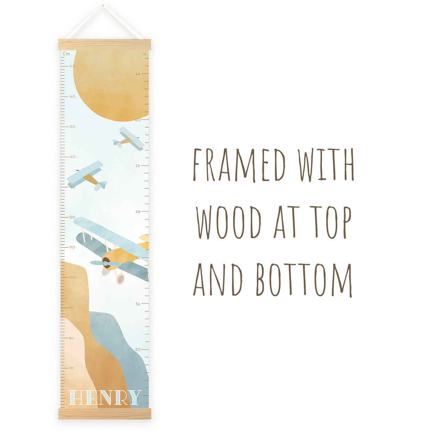 Personalized Growth Chart for Kids | Vintage Airplane Height Chart