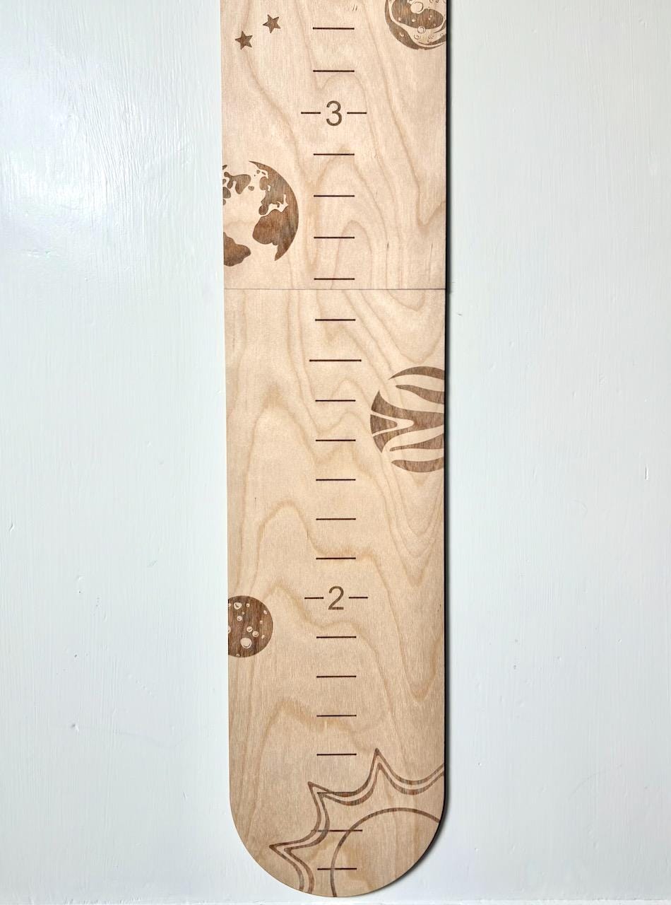 Personalized Wooden Growth Chart w/ Height Markers,Wood Height Chart for Kids,Personalized Baby Gift,Solar System Wall Decor,Space Theme