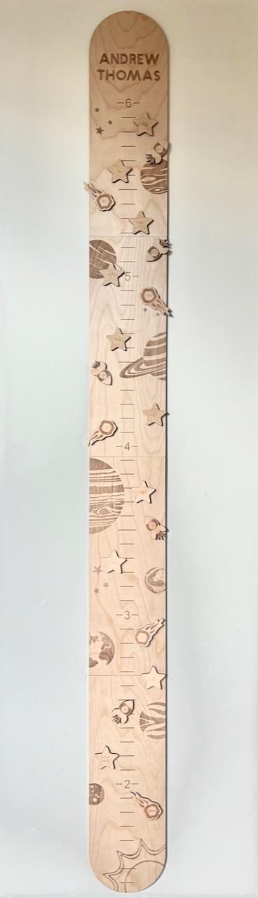Personalized Wooden Growth Chart w/ Height Markers,Wood Height Chart for Kids,Personalized Baby Gift,Solar System Wall Decor,Space Theme