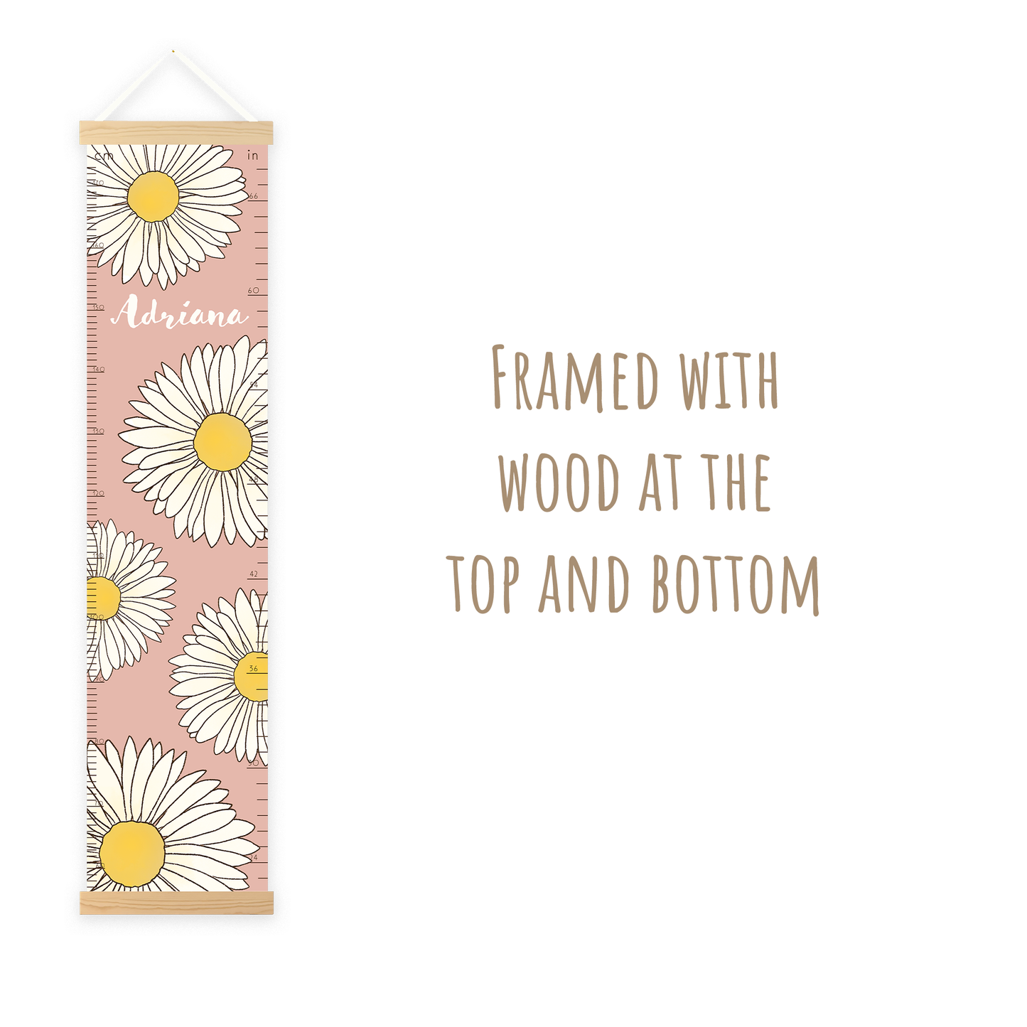 Personalized Growth Chart for Kids | Large Daisies | Blush