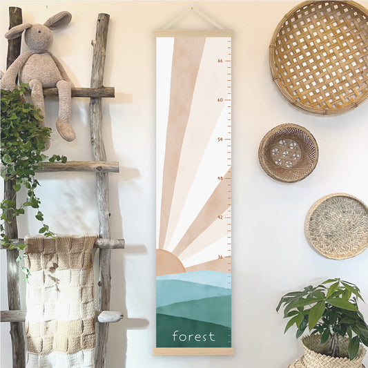 Personalized Growth Chart for Kids | Sunrise Over Mountains