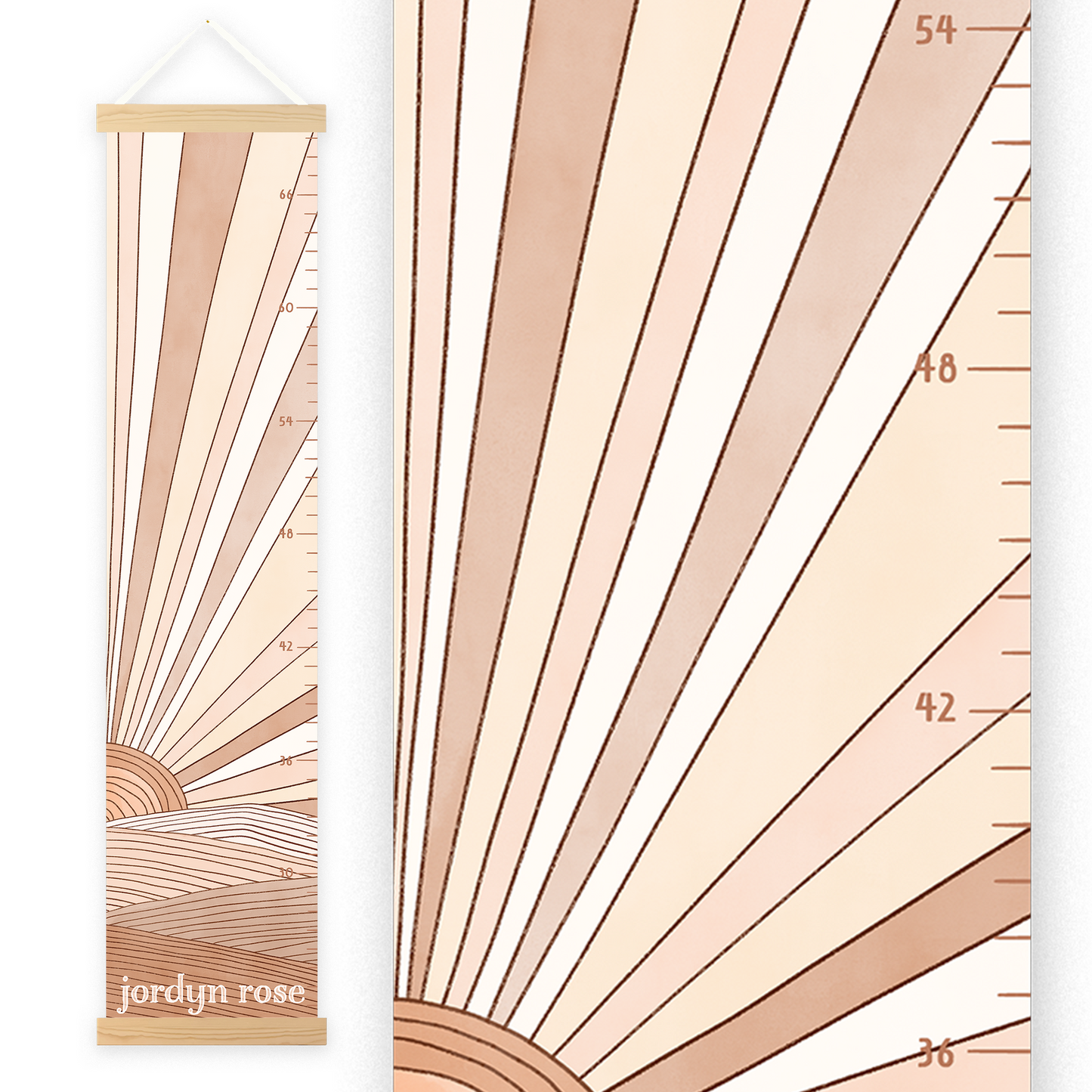 Personalized Growth Chart for Kids | Boho Sunshine in Terra Cotta