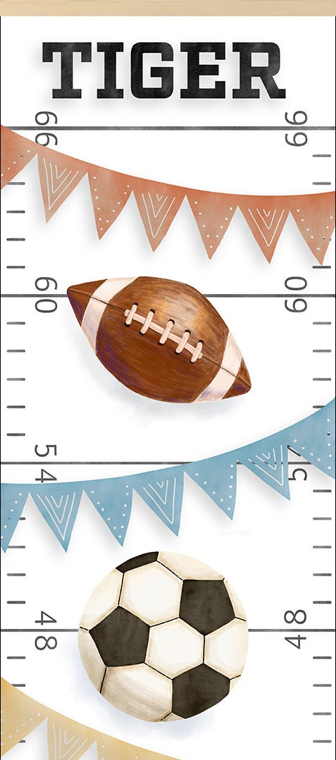 Personalized Growth Chart for Kids | Sports | Football | Soccer | Basketball | Baseball