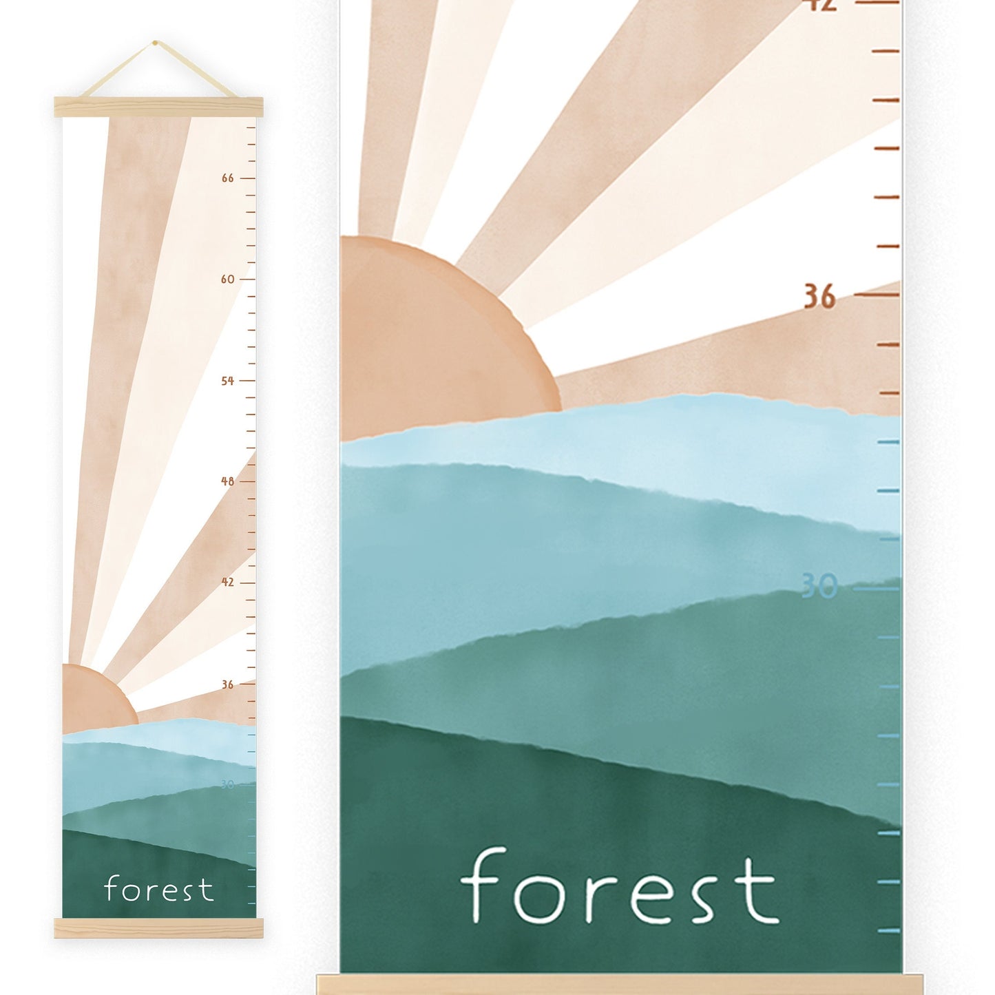 Personalized Growth Chart for Kids | Sunrise Over Mountains