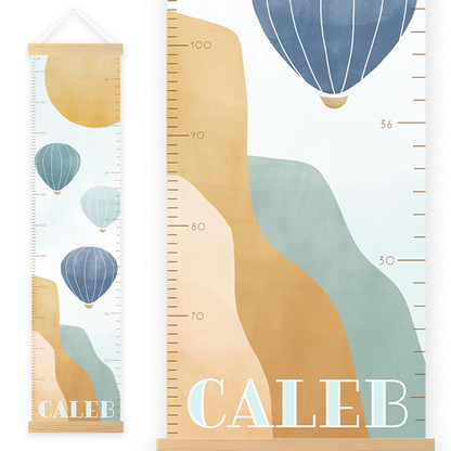 Personalized Growth Chart | Hot Air Balloons in Blue