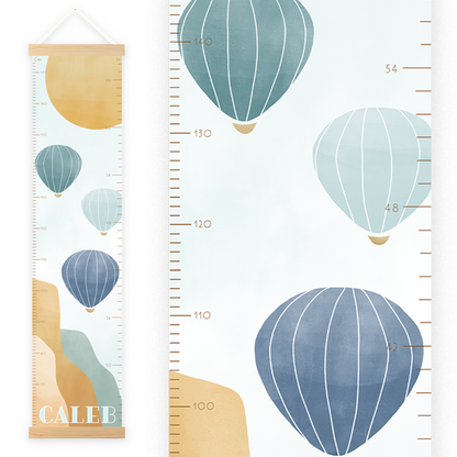 Personalized Growth Chart | Hot Air Balloons in Blue